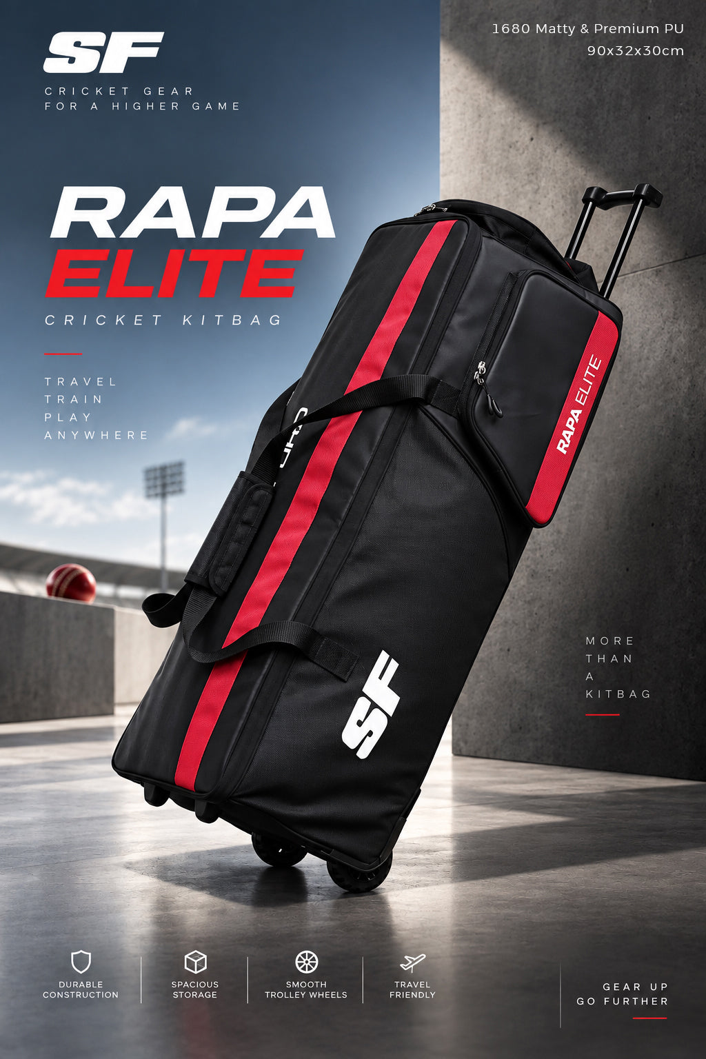SF RAPA ELITE Wheelie With Trolley Cricket Kit Bag