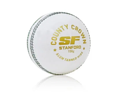 SF County Crown Leather Cricket Ball - WHITE